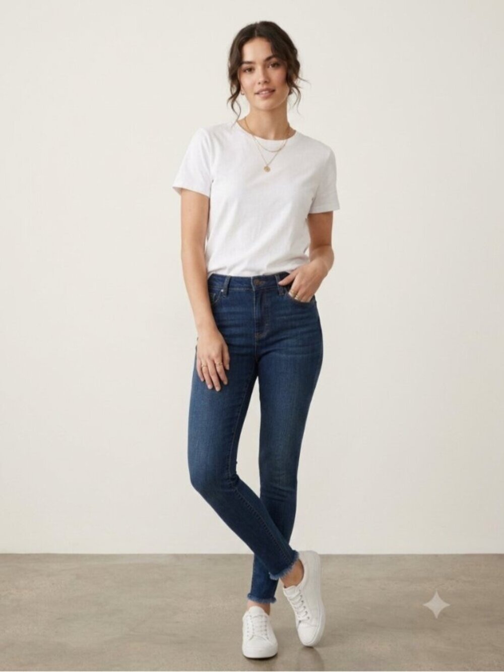 J Brand Alana High-Rise Crop Skinny Jeans Indigo Dark Wash Raw Hem Size 26 0462